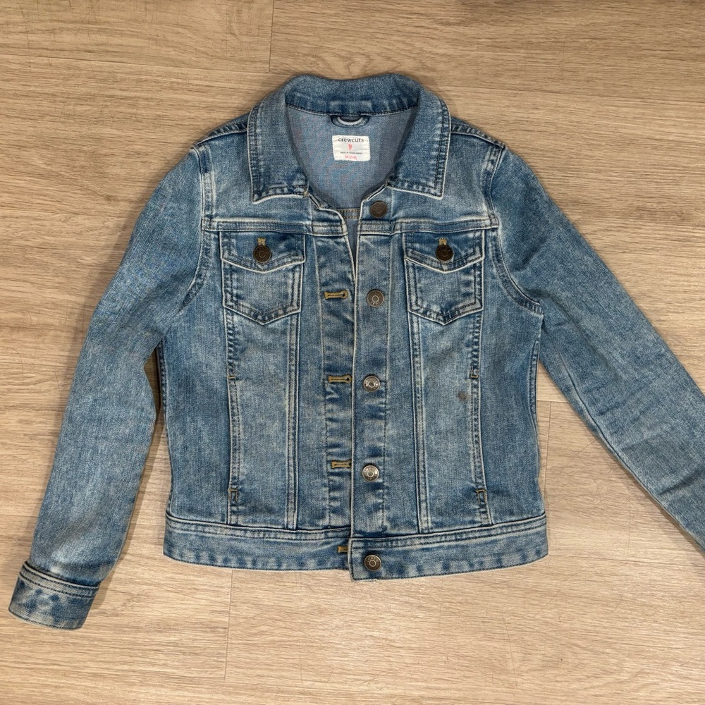 J Crew Crewcuts Classic Blue Denim Jacket Girls Boys Unisex M 8 9
